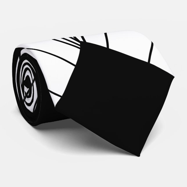 Black And White Art Deco Design Neck Tie (Rolled)