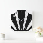 Black And White Art Deco Design Square Wall Clock<br><div class="desc">This art deco design wall clock is a timekeeping device designed to hang on a wall, serving as both a functional tool and a decorative focal point for a room. Made from acrylic and features a pre-installed backside hanging slot for easy hanging and a non-ticking design. You can customise this...</div>