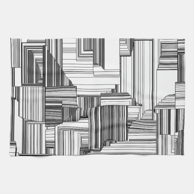 Black and White Art Deco Design Towel (Horizontal)