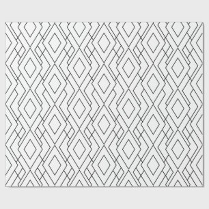 Black and White Art Deco Diamond Pattern Wrapping Paper