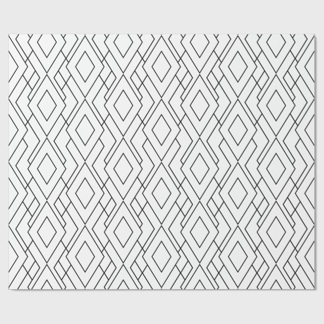 Black and White Art Deco Diamond Pattern Wrapping Paper (Flat)