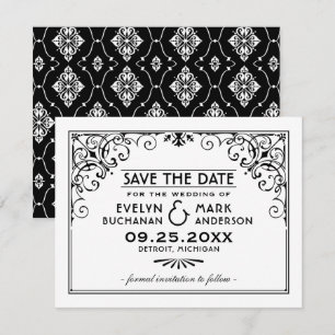 Black and White Art Deco Frame Wedding Save The Date