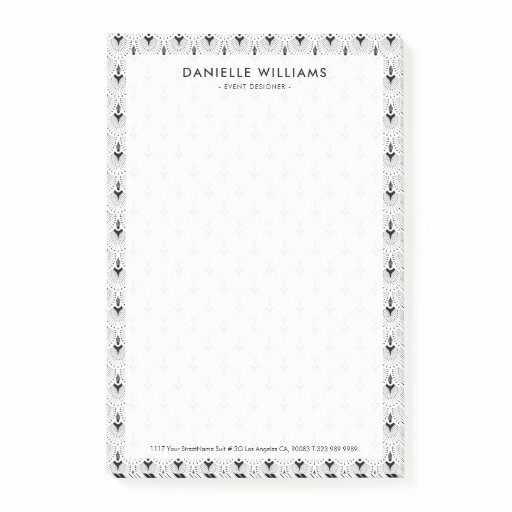 Black and white art-deco geometric pattern post-it notes