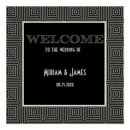 Black and White Art Deco Inspired Welcome Sign