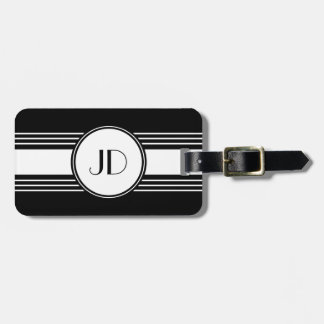 Black and White Art Deco Monogrammed Luggage Tag