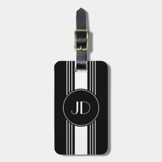 Black and White Art Deco Monogrammed Luggage Tag