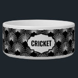 Black and white Art Deco Pattern Monogram Bowl<br><div class="desc">Black and white Art Deco abstract flower pattern with a customizable name.</div>