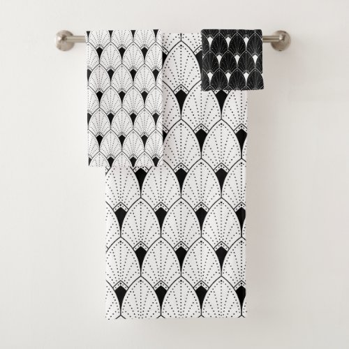 Black and white Art Deco pattern No2 Bath Towel Set