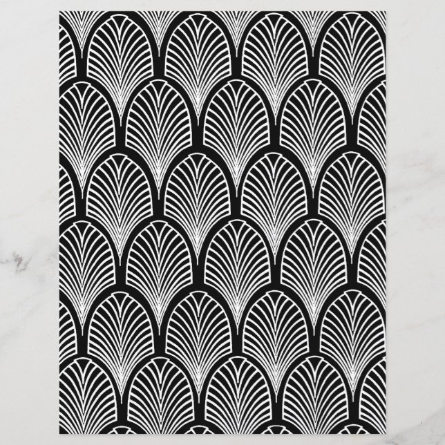 Black and white art deco pattern scrapbook paper (Front)