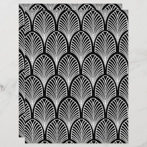 Black and white art deco pattern scrapbook paper