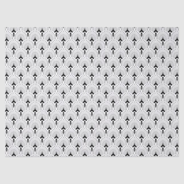 Black and white art-deco pattern tissue paper (Front)