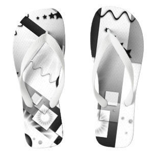 Black and White Art Deco Playful Flip Flops