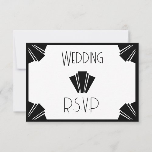 Black And White Art Deco RSVP Wedding
