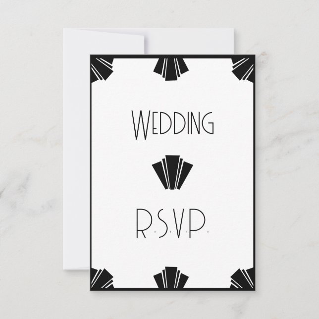 Black And White Art Deco RSVP Wedding (Front)