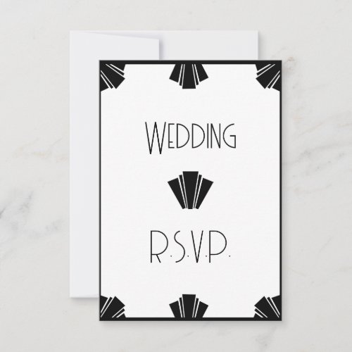 Black And White Art Deco RSVP Wedding