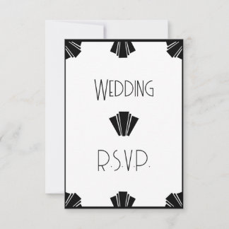 Black And White Art Deco RSVP Wedding Invitation
