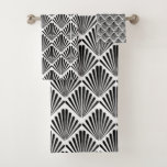 Black and white Art Deco seamless pattern Bath Towel Set