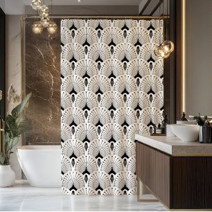 Black and white art-deco seamless pattern shower curtain
