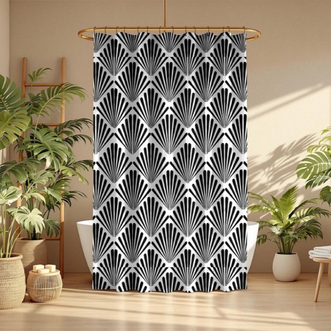 Black and white Art Deco seamless pattern Shower Curtain (Creator Uploaded)