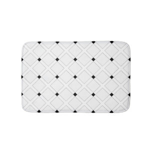 Black and White Art Deco Squares Pattern Bath Mat