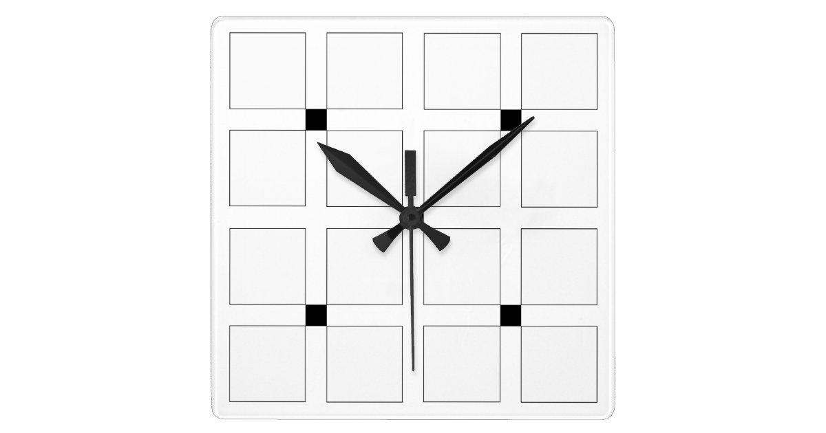 Black And White Art Deco Squares Pattern Square Wall Clock Zazzle Com