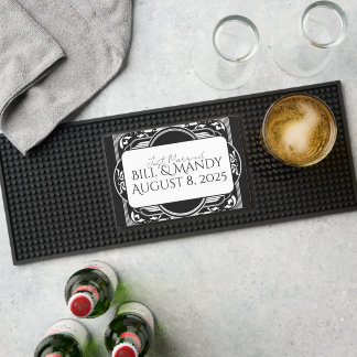 Black and White Art Deco Vintage Bar Mat