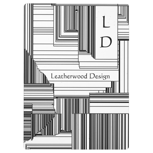 Black and White Art Deco w Name and Monogram Clipboard (Back)