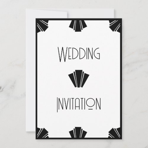 Black And White Art Deco Wedding Invitation