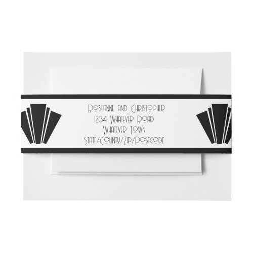 Black And White Art Deco Wedding Invitation Belly Band