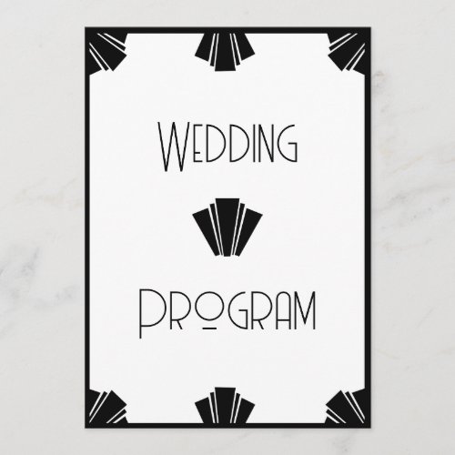 Black And White Art Deco Wedding Program
