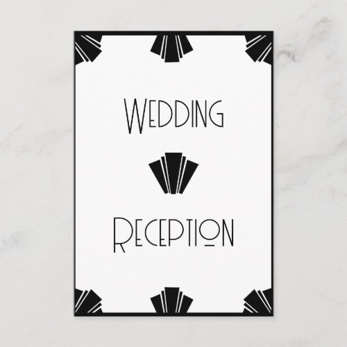 Black And White Art Deco Wedding Reception Enclosure Card