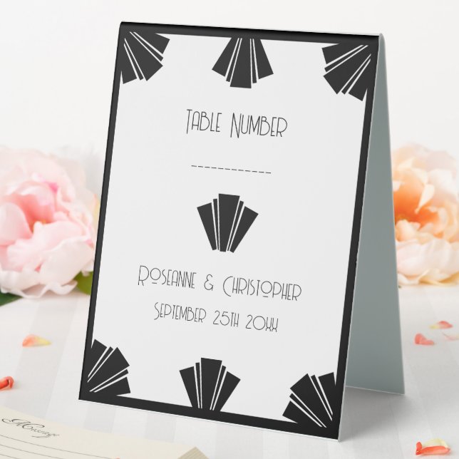 Black And White Art Deco Wedding Table Tent (In SItu (Wedding))