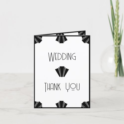 Black And White Art Deco Wedding Thank You Card
