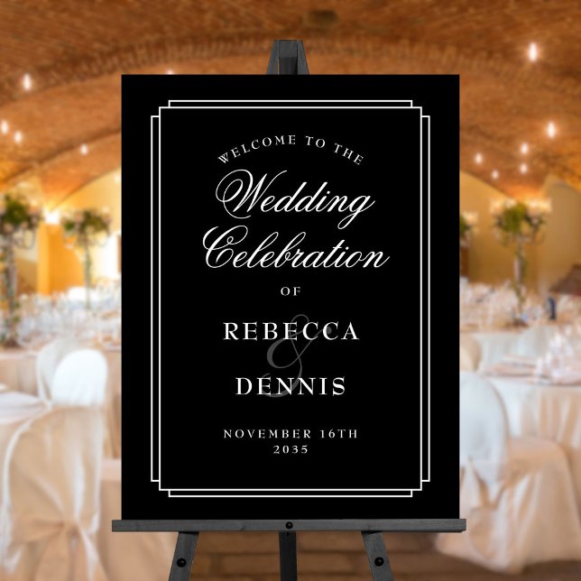 Black And White Art Deco Wedding Welcome Sign (Black And White Art Deco Wedding Welcome Sign)