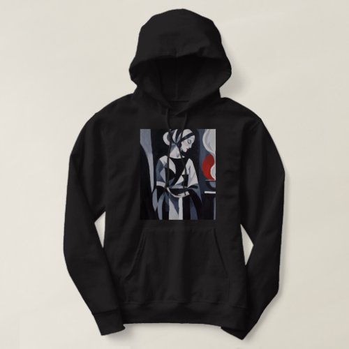 Black and White Art Deco Woman Wall Art Hoodie
