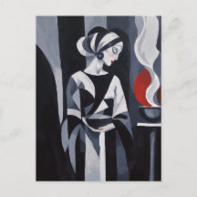 Black and White Art Deco Woman Wall Art