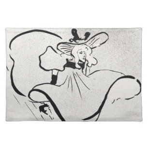 Black and White Art Jane Avril by Toulouse Lautrec Cloth Placemat