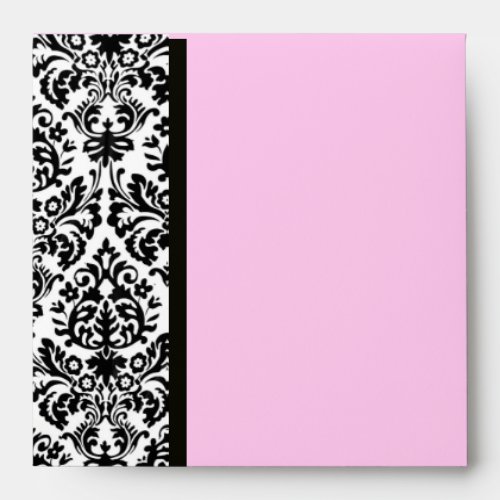 BLACK AND WHITE ART NOUVEAU DAMASK Pink Envelope