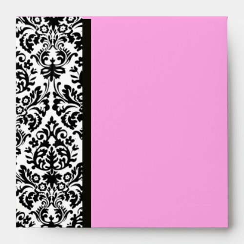 BLACK AND WHITE ART NOUVEAU DAMASK Pink Envelope