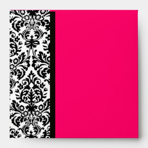 BLACK AND WHITE ART NOUVEAU DAMASK Pink Fuchsia Envelope