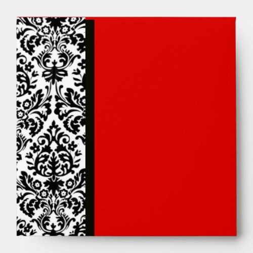 BLACK AND WHITE ART NOUVEAU DAMASK Red Envelope