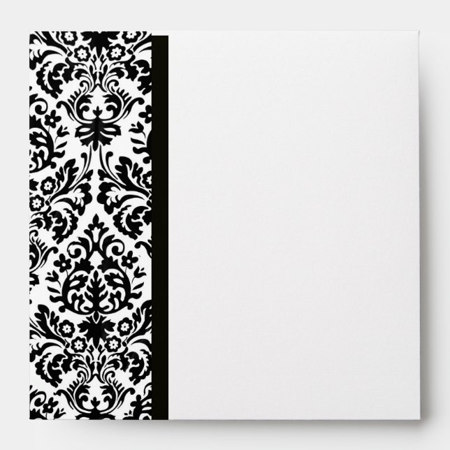 BLACK AND WHITE ART NOUVEAU DAMASK,RED WAX SEAL ENVELOPE (Front)