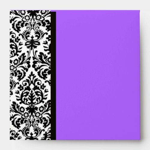 BLACK AND WHITE ART NOUVEAU DAMASK violet purple Envelope
