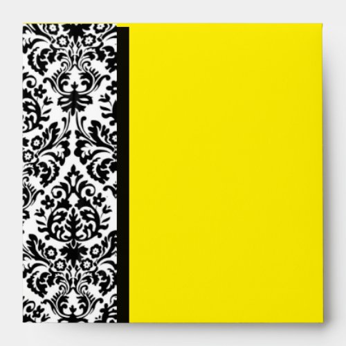 BLACK AND WHITE ART NOUVEAU DAMASK Yellow Envelope
