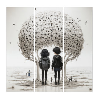 Black and White Art, Wall Decor, 3 Piece Set Triptych