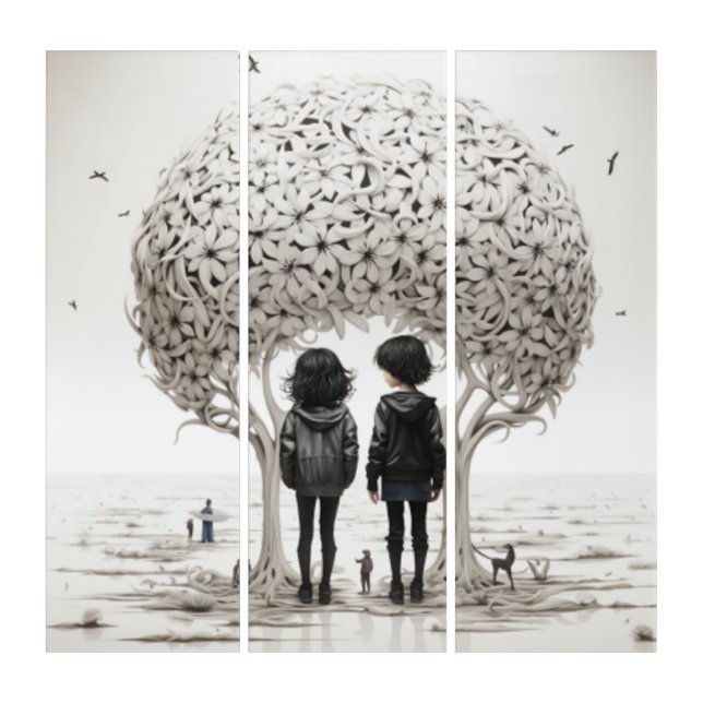 Black and White Art, Wall Decor, 3 Piece Set Triptych (Front)