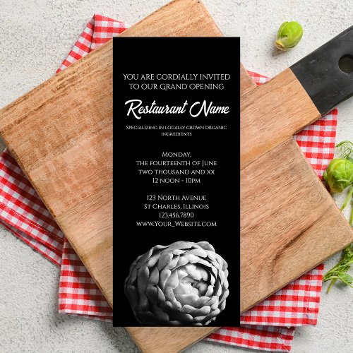 Black and White Artichoke Restaurant Grand Opening Invitation