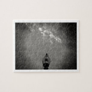 Black and white artistic lamp light clouds in sky jigsaw puzzle