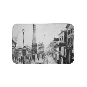 Black and white artistic paintings. bath mat