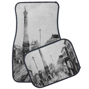 Black and white artistic paintings. car floor mat